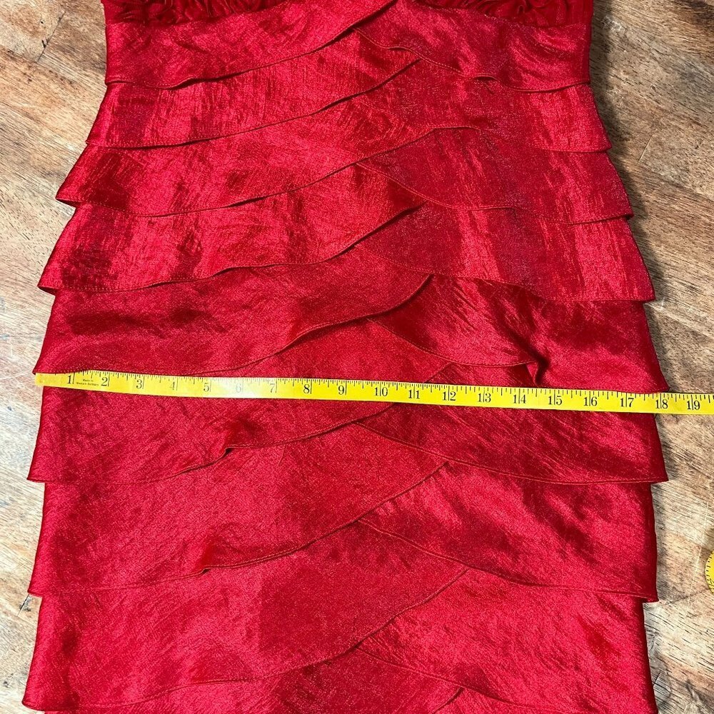 Adrianna Papell Sleeveless Tiered Cocktail Dress Womens 4 Mermaid Chiffon Floral - Picture 11 of 12